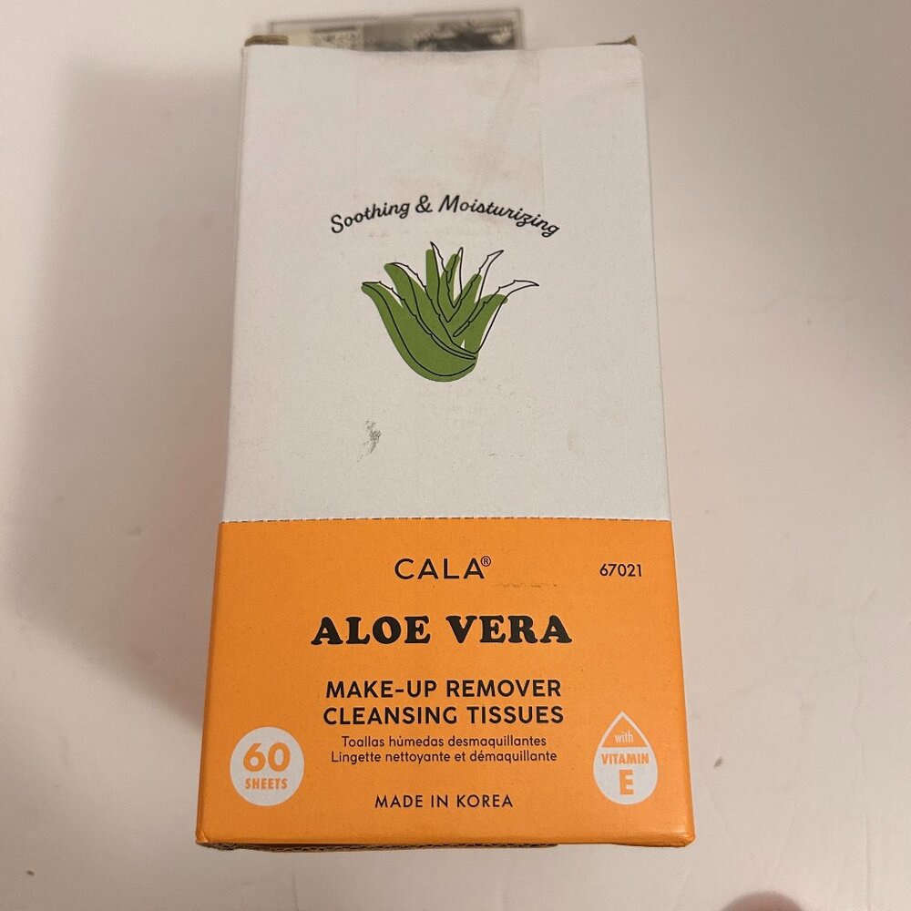 CALA Aloe Vera Makeup Remover Cleansing Tissues – 3 Pack (180 Total Wipes)